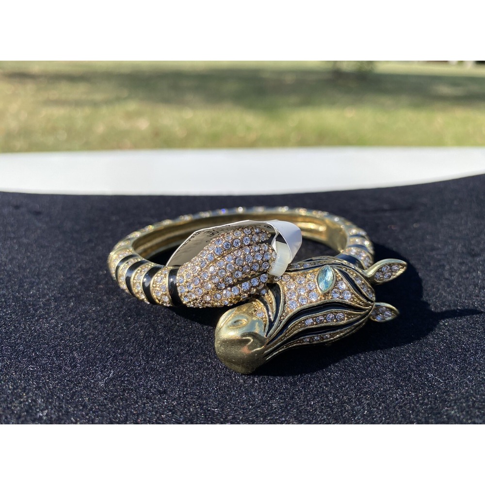 NWT Authentic Heidi Daus Zebra Horse Head and Tail Crystal Bangle Bracelet